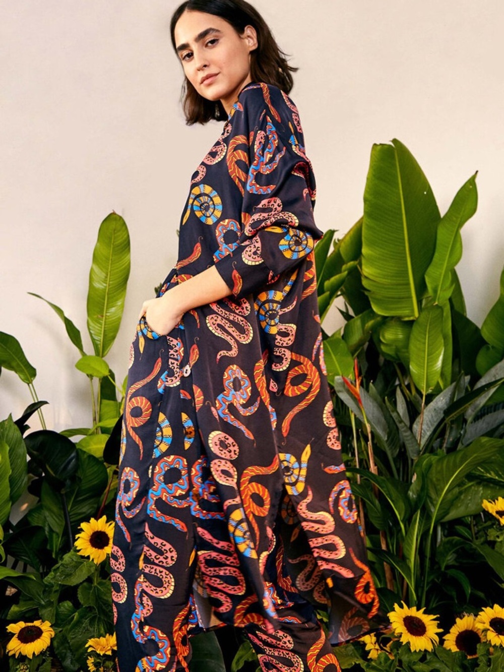 NWT FARM Rio Black Snake Maxi Shirt - Medium - Picture 3 of 7